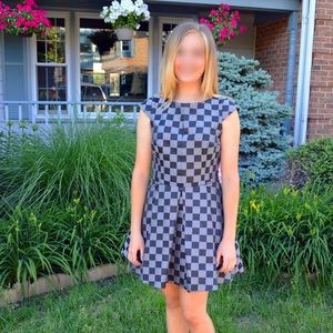 Black and Silver checkered cocktail dress. Size 6.